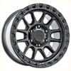 Black matte finished alloy wheel alpha podium with rugged multi spoke design and alpha offroad logo center