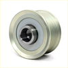 Silver metal alternator clutch pulley with ribbed edge and threaded bore for toyota hilux 2005-2015