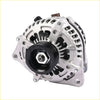 Silver aluminum alternator for ford f-150 200a 12v with black 6-groove pulley and mounting bolts visible