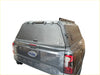 Gray metallic aluminium hardtop canopy with roof rack and lock for ford ranger xlv shown from back side