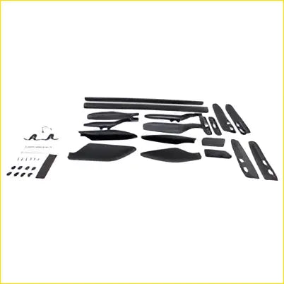 Black plastic and metal car spoiler kit shown from back side for toyota land cruiser prado 120 series