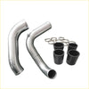 Shiny chrome-finished aluminum intercooler piping with black carbon fiber end caps and clamps for nissan gu y61 30l crd