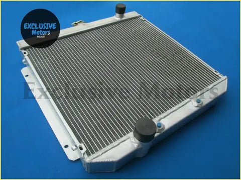 Silver aluminum radiator for 1969-1972 ford falcon fairlane xy with black plastic caps and thin metal fins
