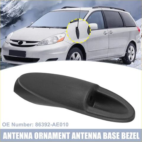 Black plastic antenna base bezel for toyota sienna 2004-2010 shown from the back side for easy installation