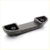 Gray metallic engine mount with two rectangular recessed sections and central holes for mazda bravo armrest lh use
