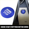 Blue circular auto engine start stop button cover with white lettering for toyota crown royal grs21 dash use