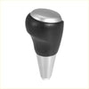 Auto gear stick shift knob for toyota 4runner black faux leather with silver metallic top and base shown from the front