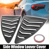 Black rear side window louver cover for Toyota 86 with sleek angular design and white accent stripes