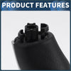 Black leather-wrapped automatic gear shifter knob with molded plastic top and interlocking tabs for Toyota Mark X Reiz