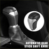 Black and silver automatic gear stick shift knob with black leather wrapped base for toyota tacoma 2016-2023