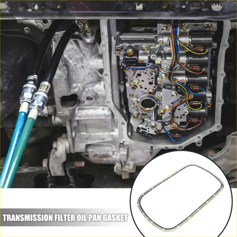 Silver metallic automatic transmission filter and oil pan gasket with reinforced edges for Toyota Venza 2009-2015