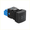 Black plastic battery switch with blue connector and white power symbol for toyota vehicles 2020-2023 backside view