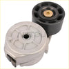 Silver and black automotive belt tensioner pulley with gold bolt for cummins 3.9l 5.9l engine use