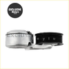 Silver metallic belt tensioner with black rubber pulley branded exclusive motors for ford ranger and mazda b4000