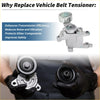 Silver metallic belt tensioner with cylindrical pulley and brackets for toyota hilux 2001-2015 visible from back side