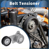Silver metal belt tensioner with black rubber pulley and gear teeth for toyota iq 2009-2015 shown in close-up inset