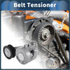 Silver metallic belt tensioner with black rubber pulley and gear teeth for toyota iq 2009-2015 engine systems