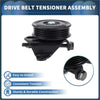 Black metal belt tensioner for toyota tacoma 2.4l 2.7l with ribbed pulley and threaded mounting bolts shown from back side