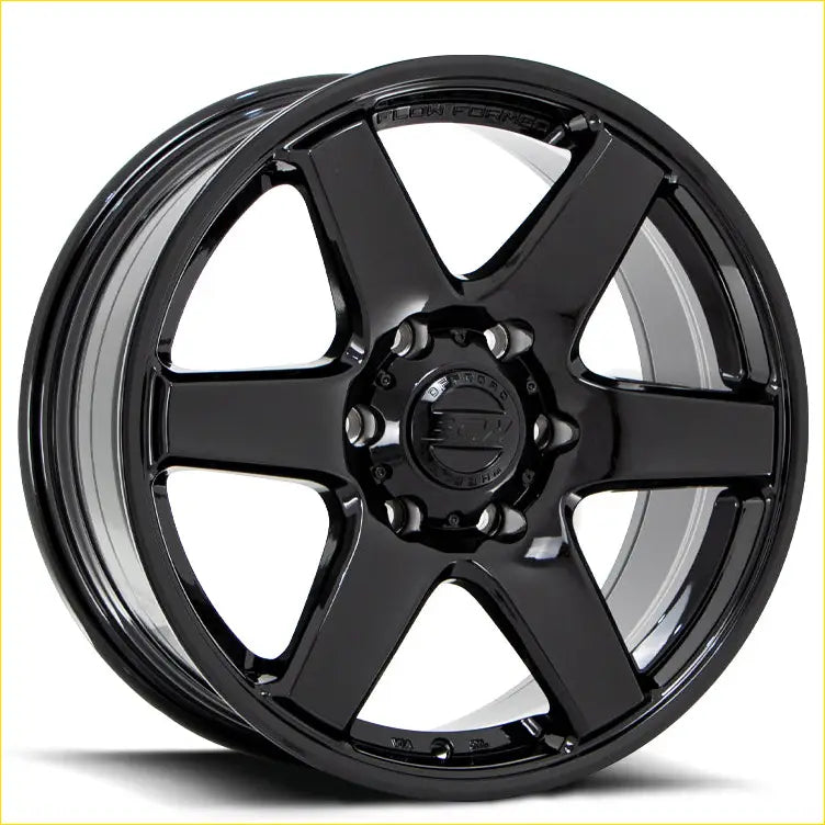 Black gloss-finished bgw beast 20x9.5 five-spoke alloy wheel with bfgoodrich center cap and 10 offset