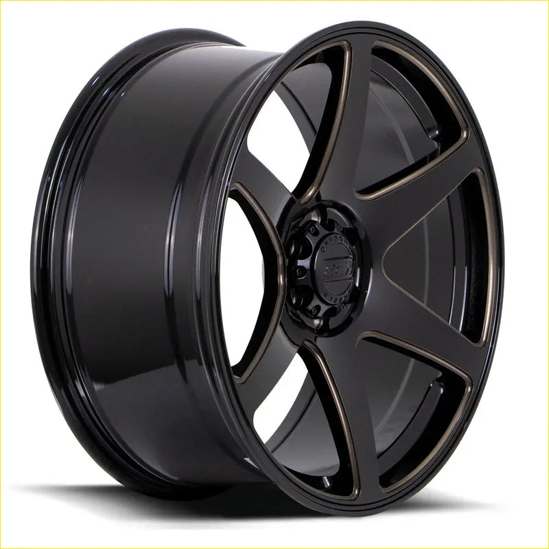 Black gloss-finished bgw cartel alloy wheel with five milled spokes and rustproof center cap logo