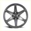 Dark gray five-spoke alloy wheel with matte finish and bfg logo in gloss gunmetal from bgw cartel series