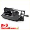Black plastic right-hand drive door handle and bezel assembly for toyota hilux sr5 2004-2013 back side view