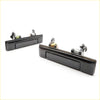 Black plastic door handle set for toyota hilux 1983-1997 showing back side with metallic spring mechanisms