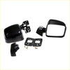 Black plastic door mirror for Toyota Hilux 1997-2005 shown from the back with mounting brackets and hardware included