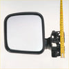 Black rectangular door mirror for toyota hilux 1997-2005 with plastic housing and mounting bracket shown from back side