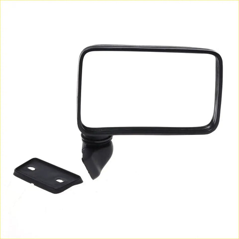 Black rectangular door mirror right side for isuzu faster 2d bedford kb with matching mounting bracket shown from back side
