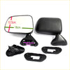 Black plastic door mirrors x2 with rectangular glass and mounting parts for toyota hilux 5th gen 1988-1997