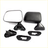 Black plastic door mirrors x2 with rectangular glass for Toyota Hilux Mighty-X 1988-1998 shown from back side