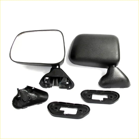 Black plastic side-view mirror assembly with rectangular reflective surface for toyota hilux utility 1988-1998 rear view