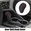 Black faux leather gear shift knob cover with red stitching for toyota highlander 2014-2023 shown from back side