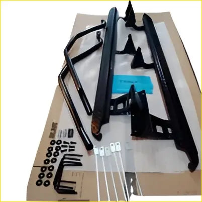 Black steel side steps and brush bars running board kit with mounting hardware for ford ranger px 2012-2022