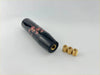 Black cherry blossom patterned gear shift knob with gold threaded inserts for a stylish car upgrade