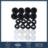 Set of black rubber body cab mount bushings with silver metal washers for chevy silverado sierra 1999 to 2014
