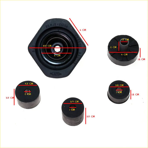 Black rubber body mounting base support with hexagonal and cylindrical shapes for nissan datsun 720 1979-1986