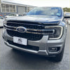 Silver ford ranger 2022 with black grille and chrome accents featuring bonnet guard protector stone guard