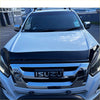 Silver isuzu d-max pickup with black grille and chrome accents featuring bonnet guard protector stone guard 2016-2020