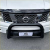 Black tubular front bumper guard made of steel on white nissan navara d40 for stone protection 2005-2015 thai model