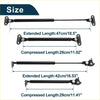 Black metal gas lift struts with adjustable brackets and dimensions for bonnet and hatch lift supports on toyota land cruiser