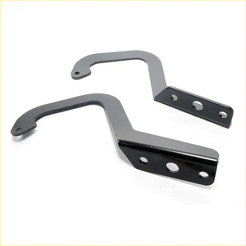 Black metal bonnet hinge brackets with matte finish and multiple holes for mazda b series bravo 1977-1999