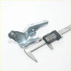 Silver metal bonnet hinge for Toyota Hilux double cab 2004-2015 with pivot joint and mounting holes showing back side