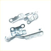 Silver metal bonnet hinge assemblies with polished finish and multiple mounting holes for toyota hilux double cab 2004-2015