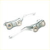 Silver metal bonnet hinge set with brass bushings for toyota hilux 1988-2005 shown from the back side