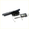 Black metal bonnet hinge bracket for mazda b series bravo measured with digital caliper showing length