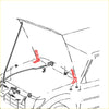 Red plastic hood latches for toyota hilux revo 4wd 2015-2023 showing the back side of the product