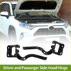 Black metal bonnet hinge brackets for toyota prius front bonnet 2010-2015 shown from the back side