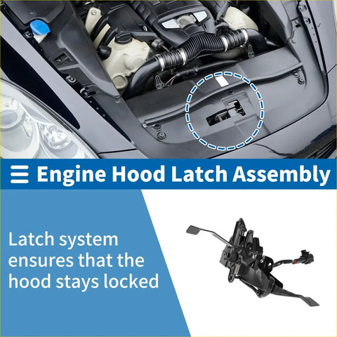 Black bonnet latch assembly with lever and mechanical parts for securing Toyota Hilux hood 2012-2021 durable